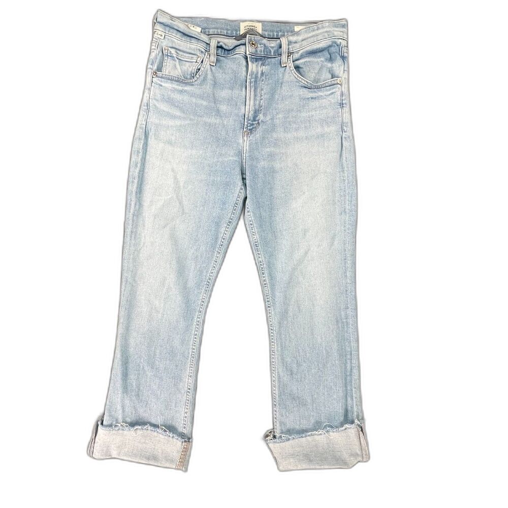 Citizens of Humanity Light Wash Raw Hem Jeans 29 High Rise Straight Crop Y2K